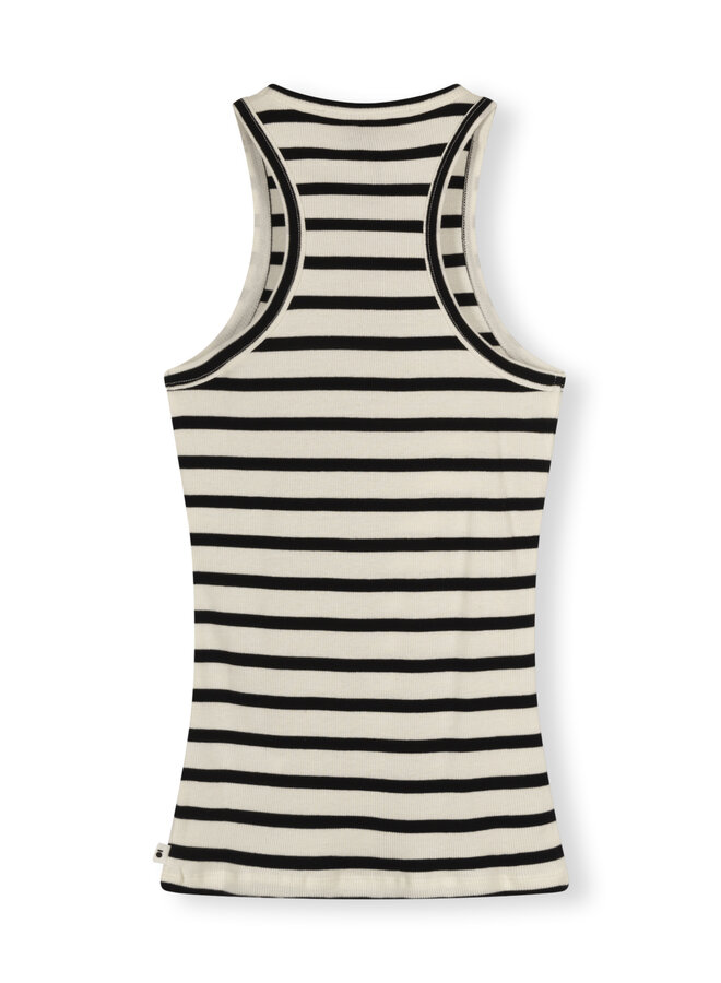 20-461-3203 Tank top rib stripe - ecru/black