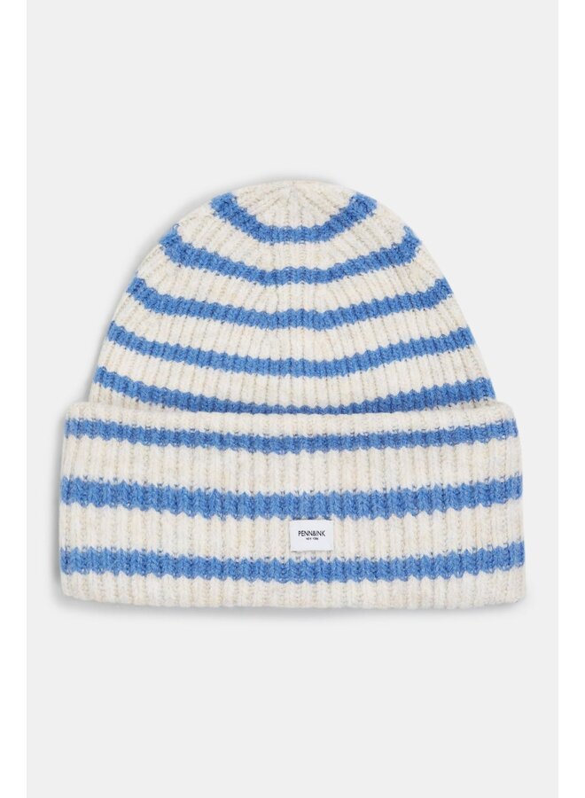 W23B230 Beanie Stripe - Ecru/Blue