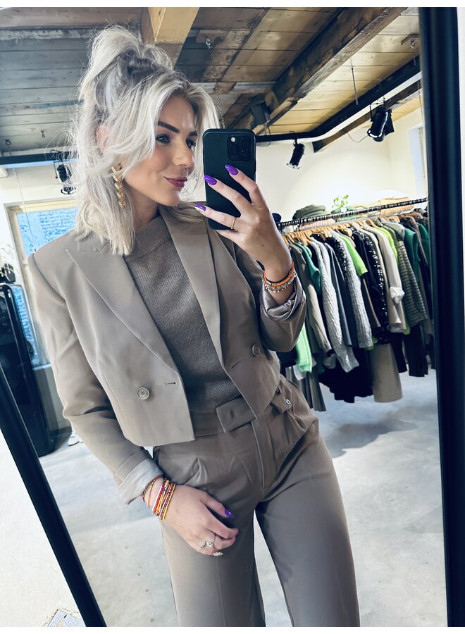 D6Malachi Cropped Blazer - Pure Taupe