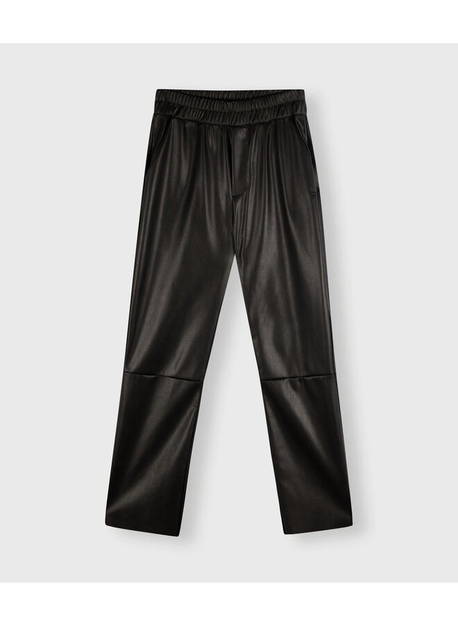 20-041-3204 Leather look cropped jogger - Long - Black