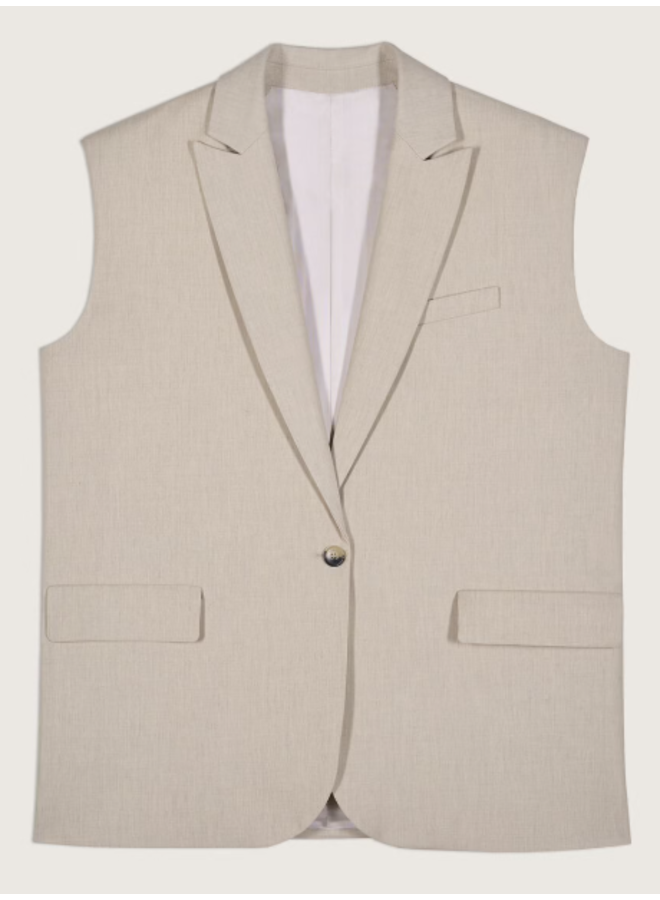 1H23JOAN Sleeveless Blazer - Beige