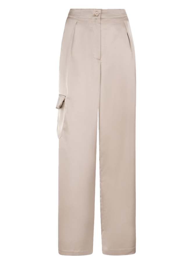 D6Harlow satin wide pants - Timeless Taupe