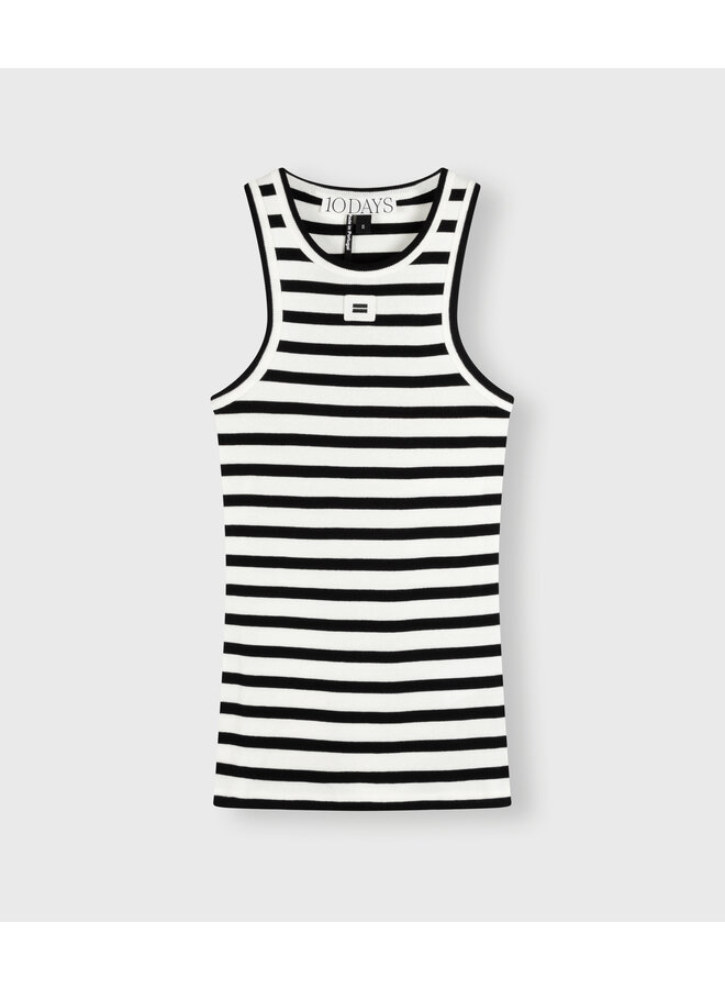 20-455-4201 Tank top rib stripe - Ecru/black