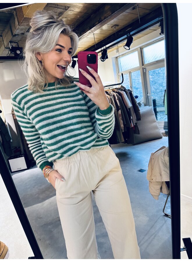 Gwen thin stripe pullover - Evergreen