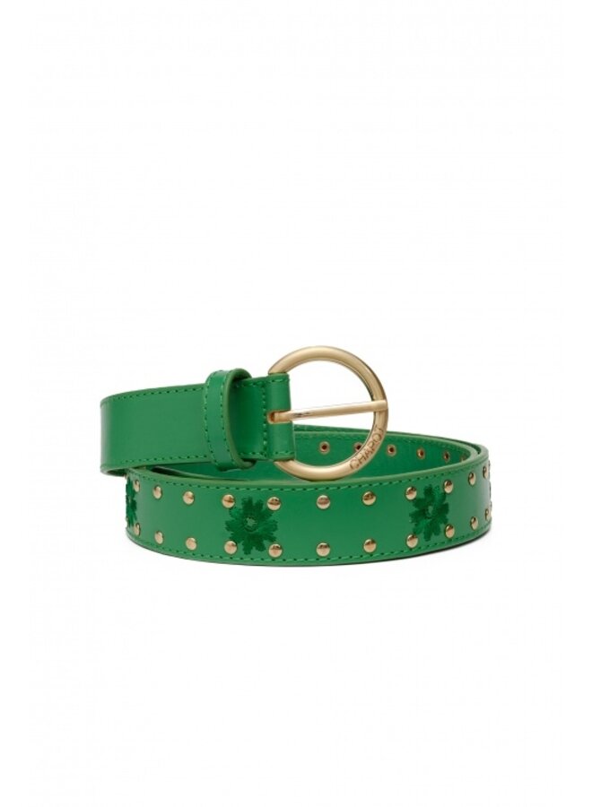 Flower Studded Belt - Green Apple