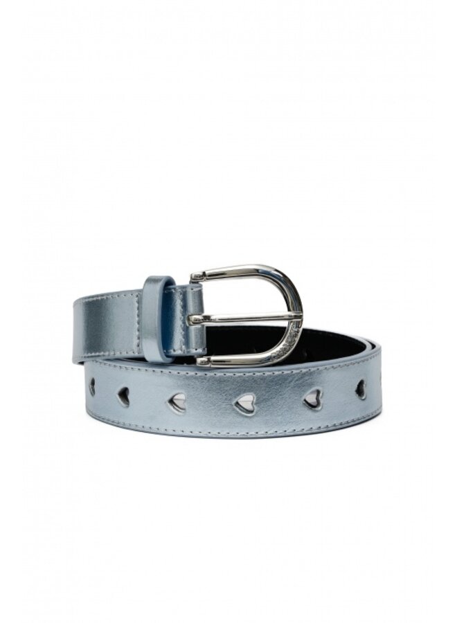 Cut it out Heart belt - Light Blue Metallic