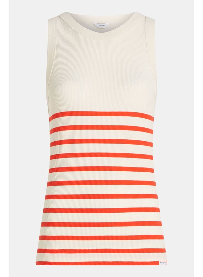 S24F1424 Singlet stripe - Ecru/Coral