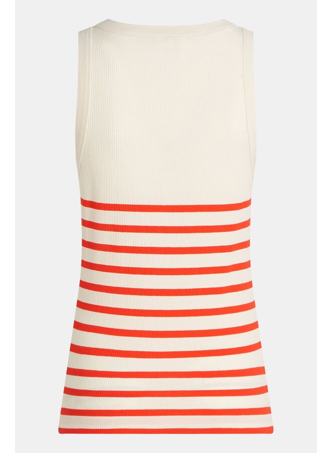 S24F1424 Singlet stripe - Ecru/Coral