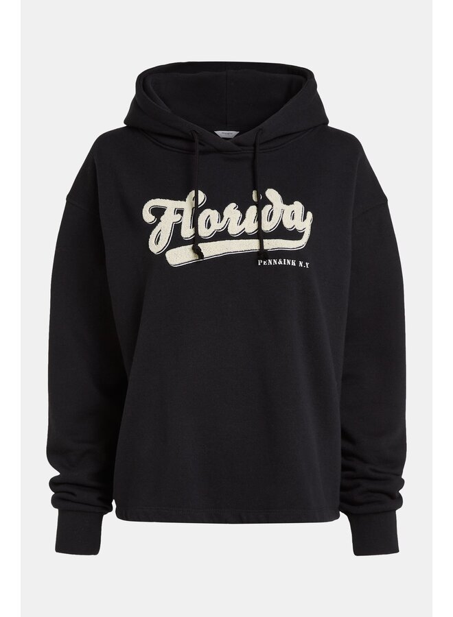 S24F1427 Hoodie print - Black/Ecru