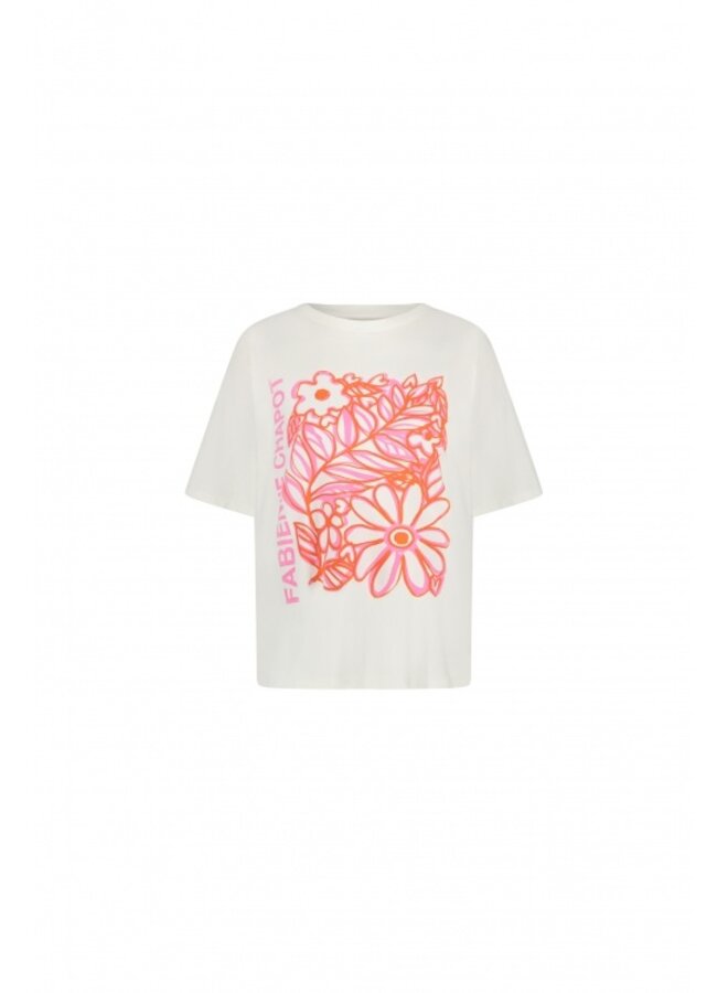 Fay Bloom Pink T-shirt - Cream White/Pink