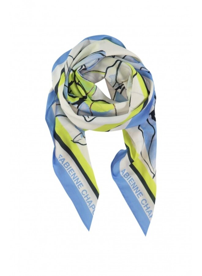 Paola Scarf - Cream White/Cornflower Blue