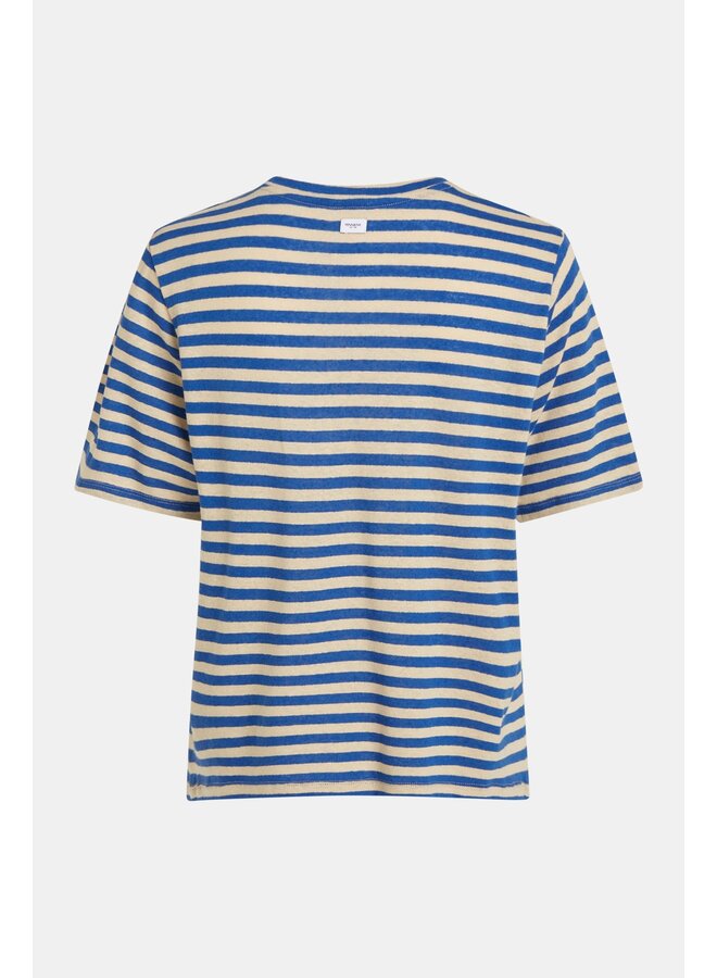 S24T1077 T-shirt stripe - True blue/Beige