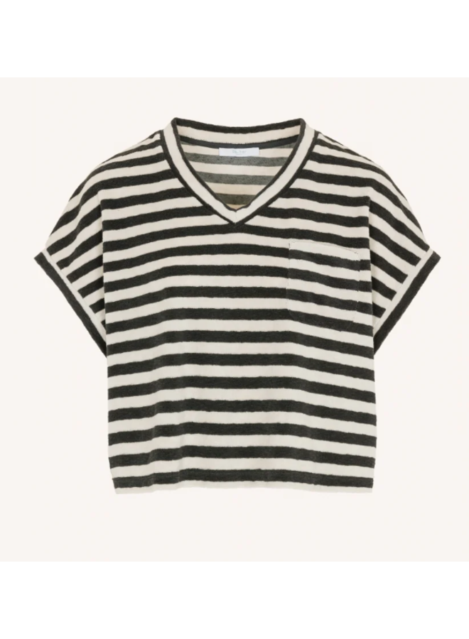 Tammie slub stripe top - Jet black