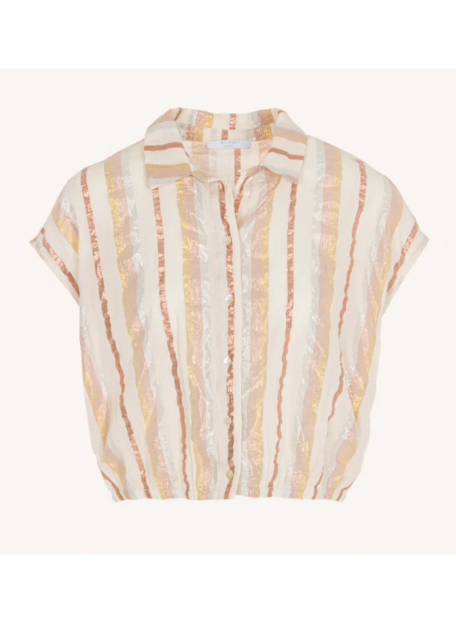 Bieke gloss stripe blouse - Pastel gloss stripe