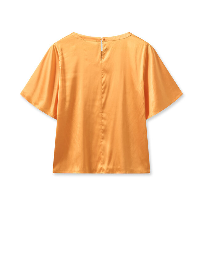 MMEvie SS Satin Blouse - Blazing Orange