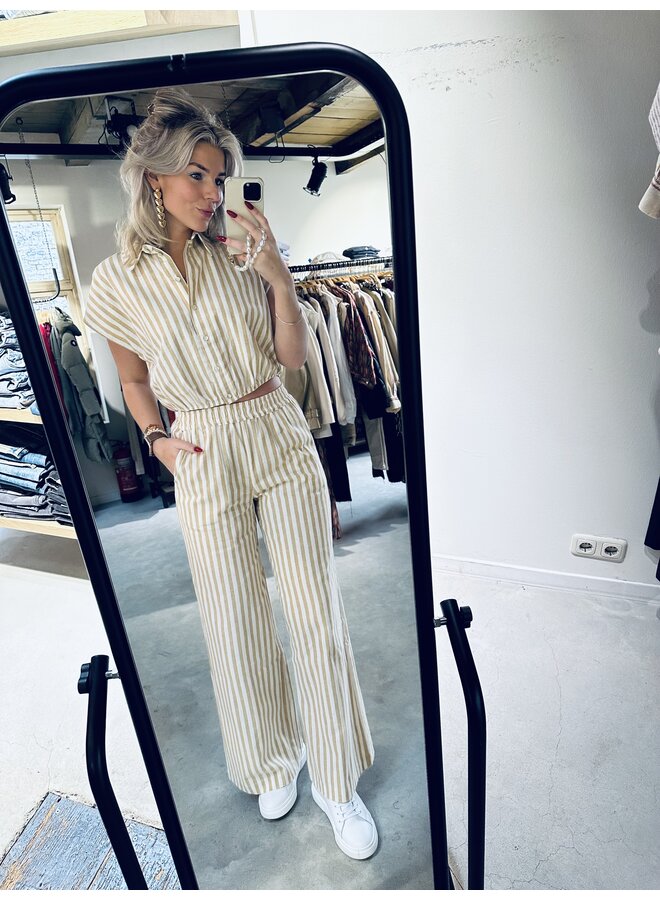 Randy linen stripe pant - Ochre