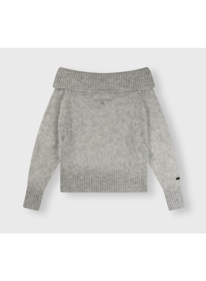 20-615-4201 Thin off shoulder sweater - Light grey melee