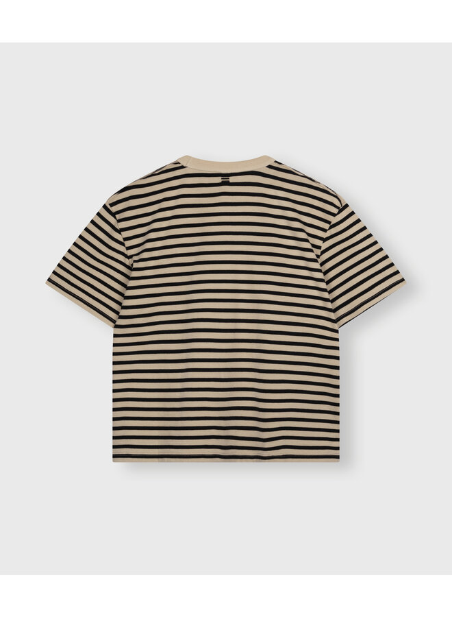 20-744-4202 Thick cotton tee stripes - Safari/Black