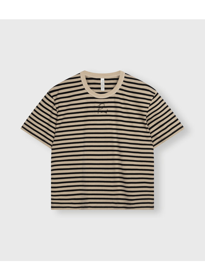 20-744-4202 Thick cotton tee stripes - Safari/Black