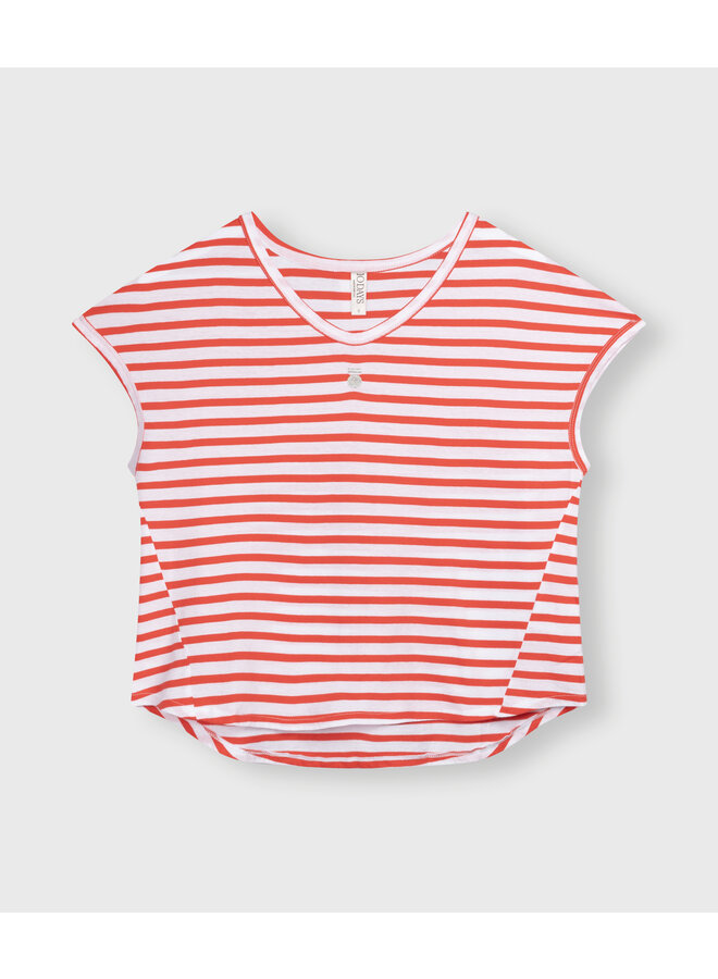 20-753-4202 Tee stripes - White/Poppy red