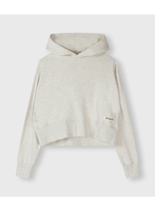 20-821-4202 Cropped hoodie - Soft white melee