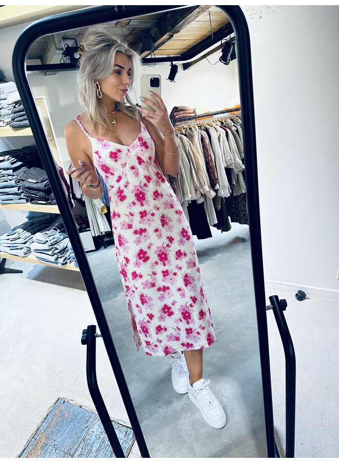 Lisa Dress - Hot Pink/Cream White
