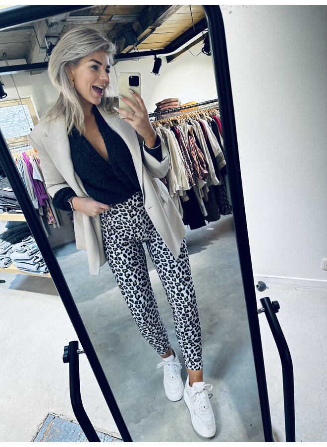 20-024-4202 Yoga leggings leopard - Bone