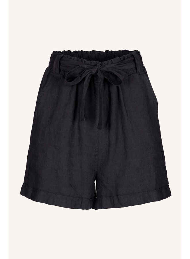 June linen shorts - Jet black