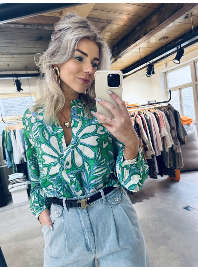 Lexi Blouse - Green Apple/Grass Is