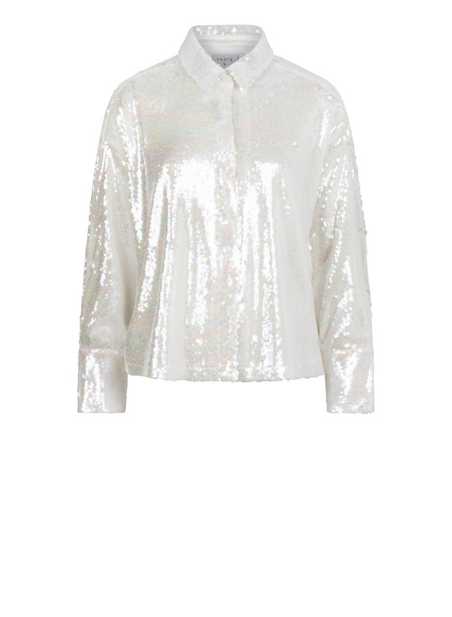 D6Bonbon cropped sequins shirt - Milk White