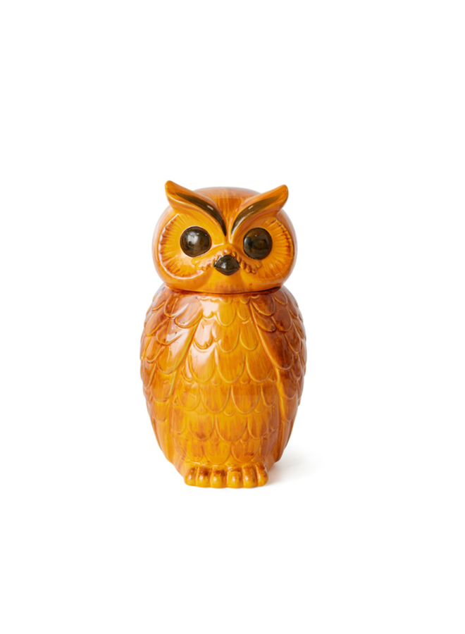 Ceramic owl jar tangerine