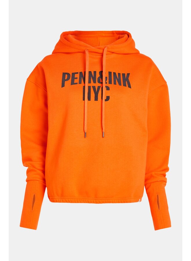 W24T1110 Hoodie print - Orange/Blackish