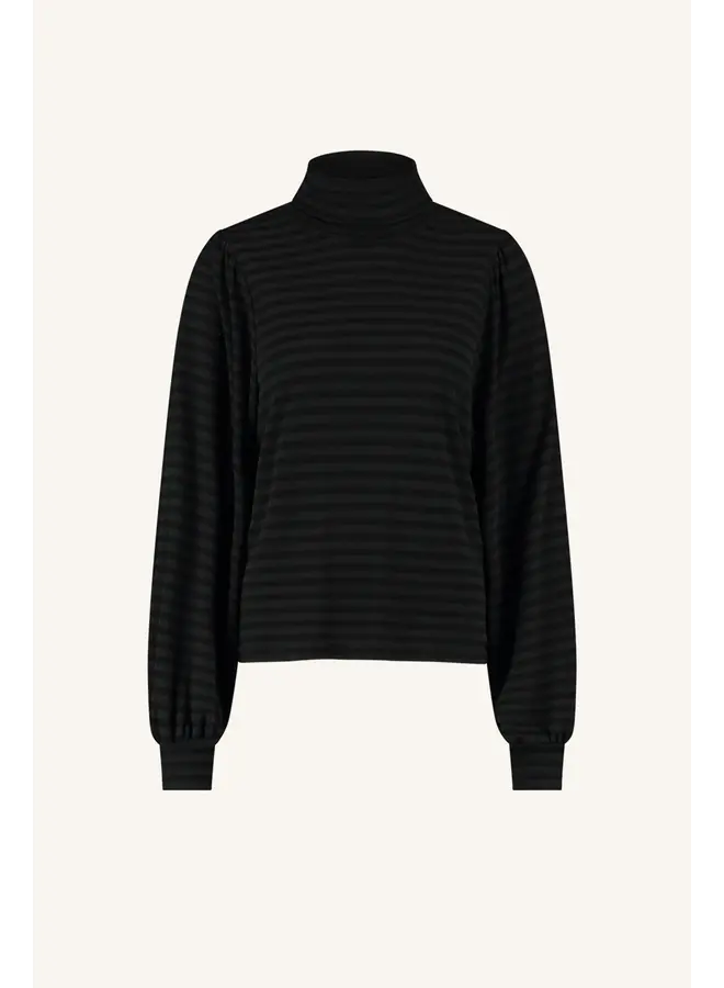 Jojo Roll melange stripe top - Jet black