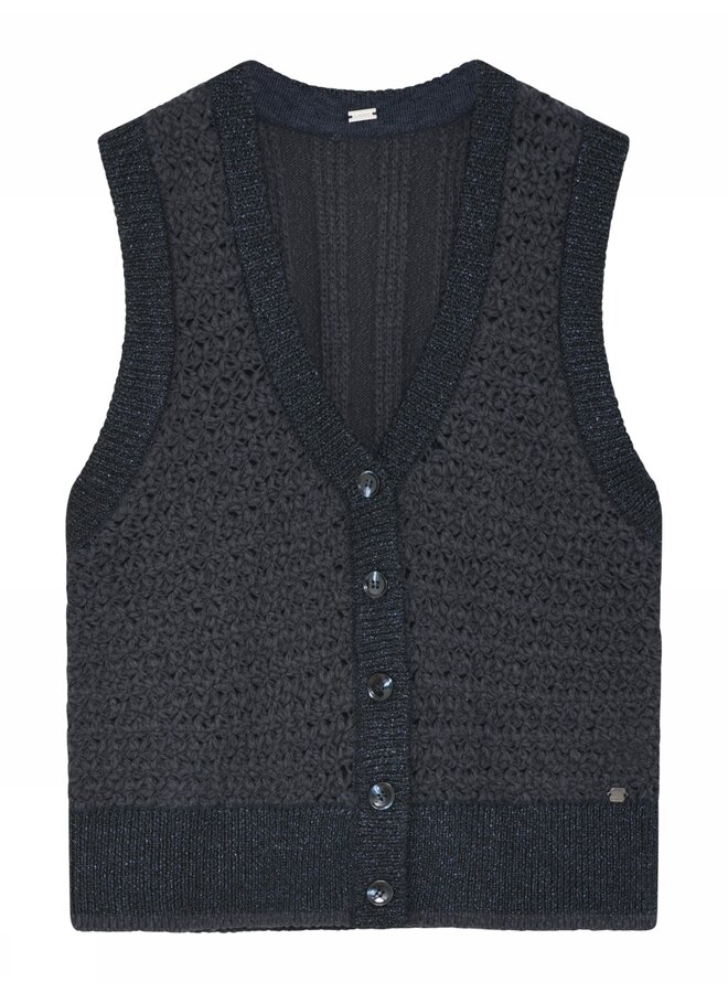 Demi, knit vest - Midtnight