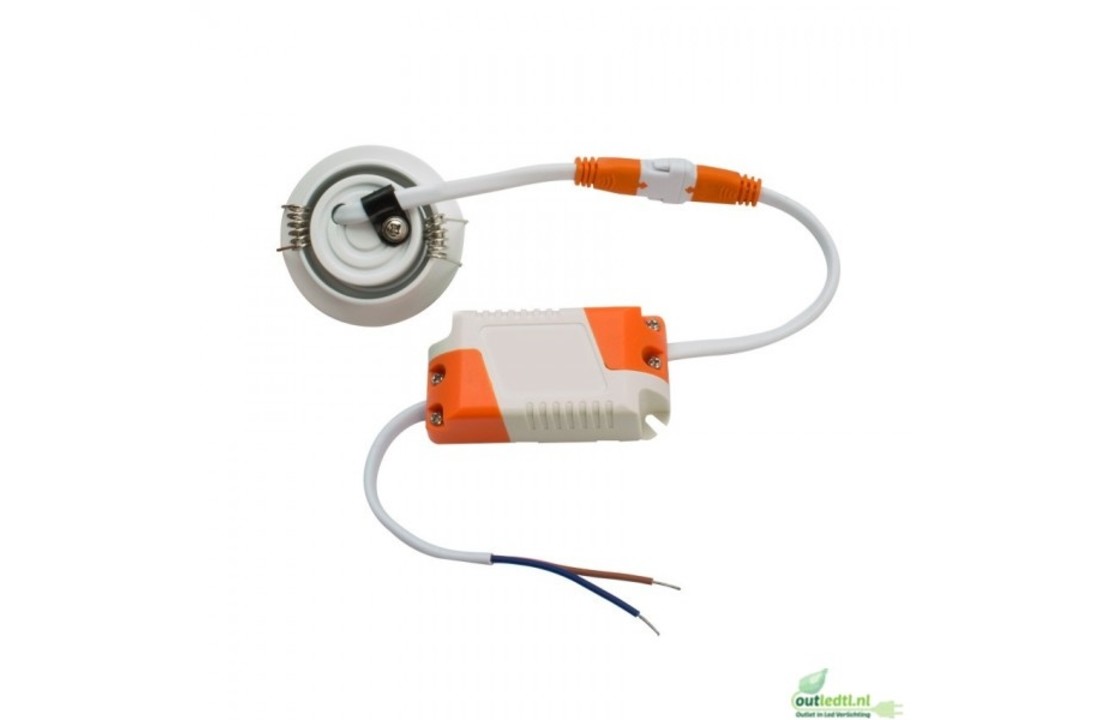 Mini LED Inbouwspot Stef - 1 watt - Wit - rond - 3000K- warm wit