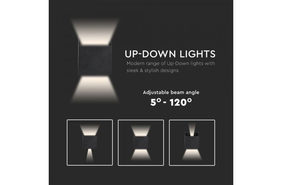 Led Wandlamp Dimbaar - 2 x 3 Watt - IP65 - Mat Zwart