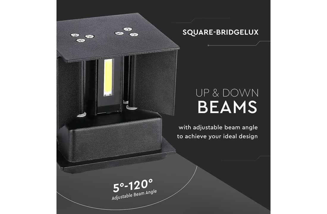 Led Wandlamp Dimbaar - 2 x 3 Watt - IP65 - Mat Zwart
