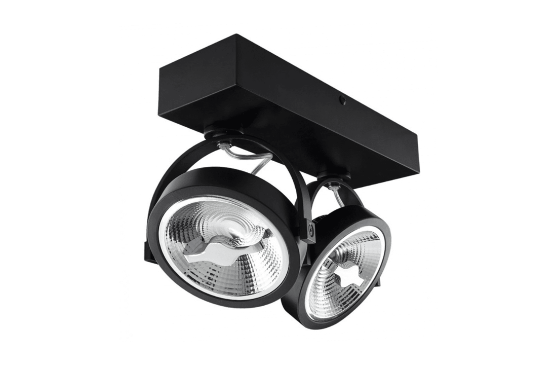 LED Opbouwspot Dubbel AR111 Zwart | Incl. 2 x een Lichtbron Dim to Warm - Dimbaar