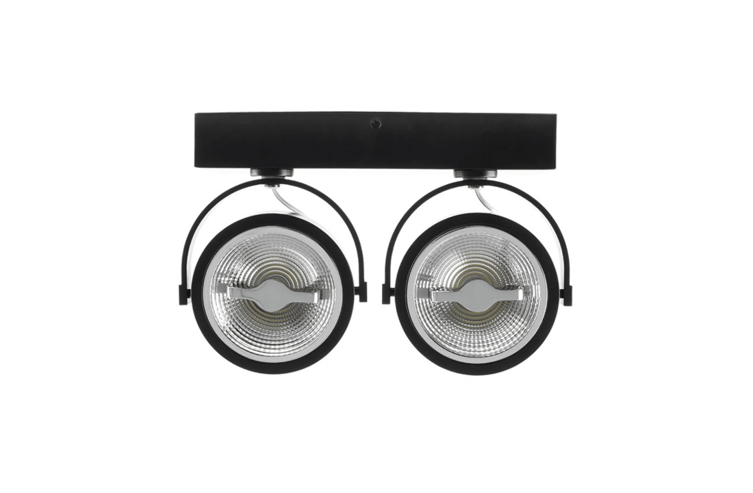 LED Opbouwspot Dubbel AR111 Zwart | Incl. 2 x een Lichtbron Dim to Warm - Dimbaar
