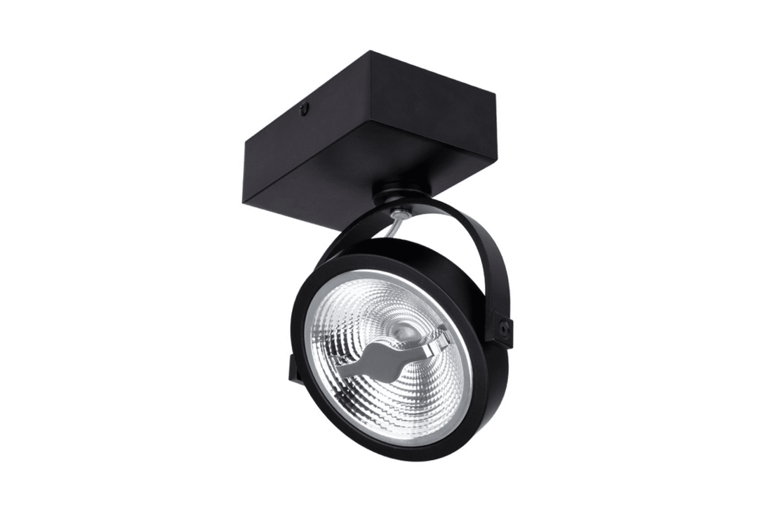 LED Opbouwspot Enkel AR111 Zwart | Incl. 1 x een Lichtbron Dim to Warm - Dimbaar