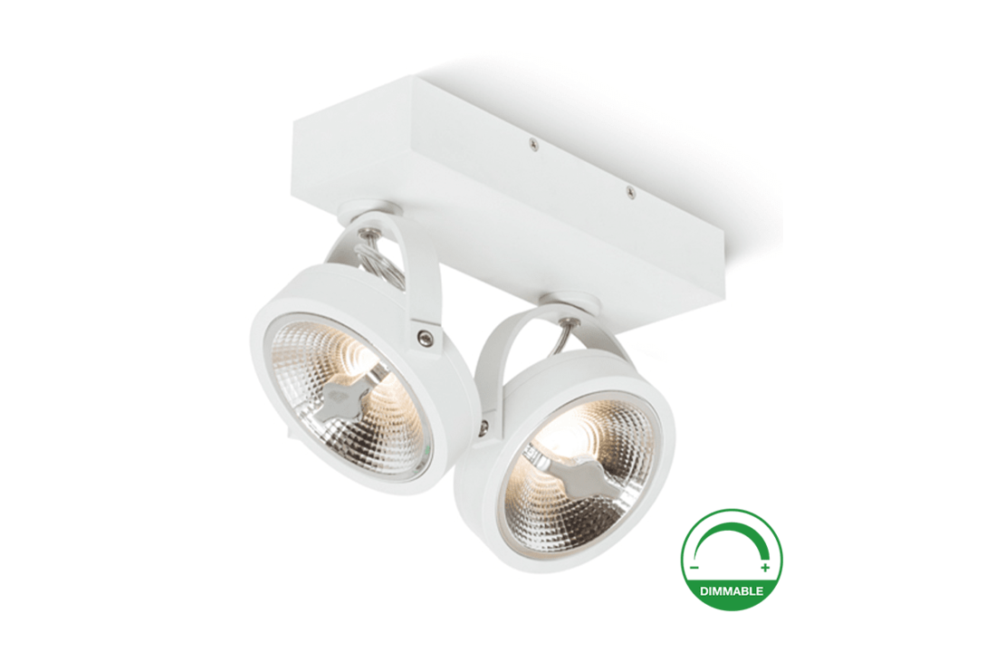 LED Opbouwspot Dubbel AR111 | Incl. 2 x een Lichtbron Dim to Warm - Dimbaar