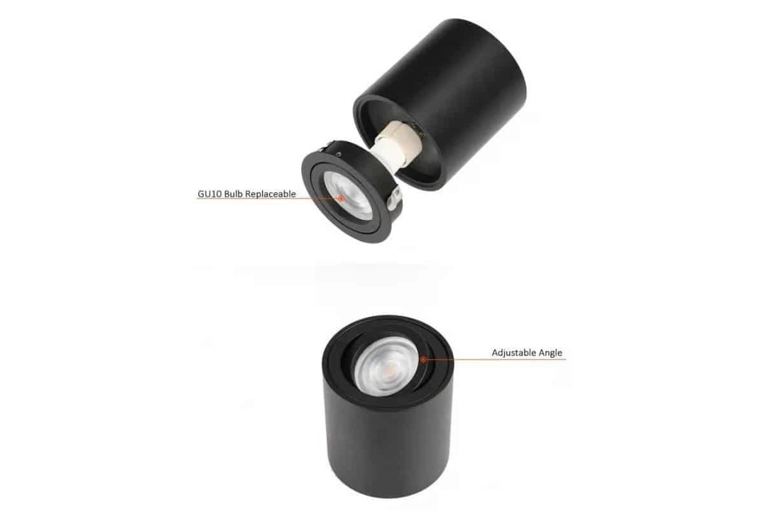 LED Opbouwspot rond zwart | inclusief led spot - dimbaar