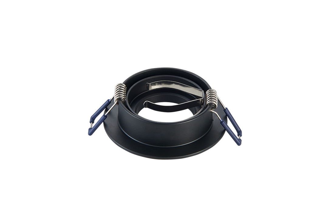LED Spot GU10 Armatuur Eos - Luxe Design - Mat Zwart - Zilveren Ring