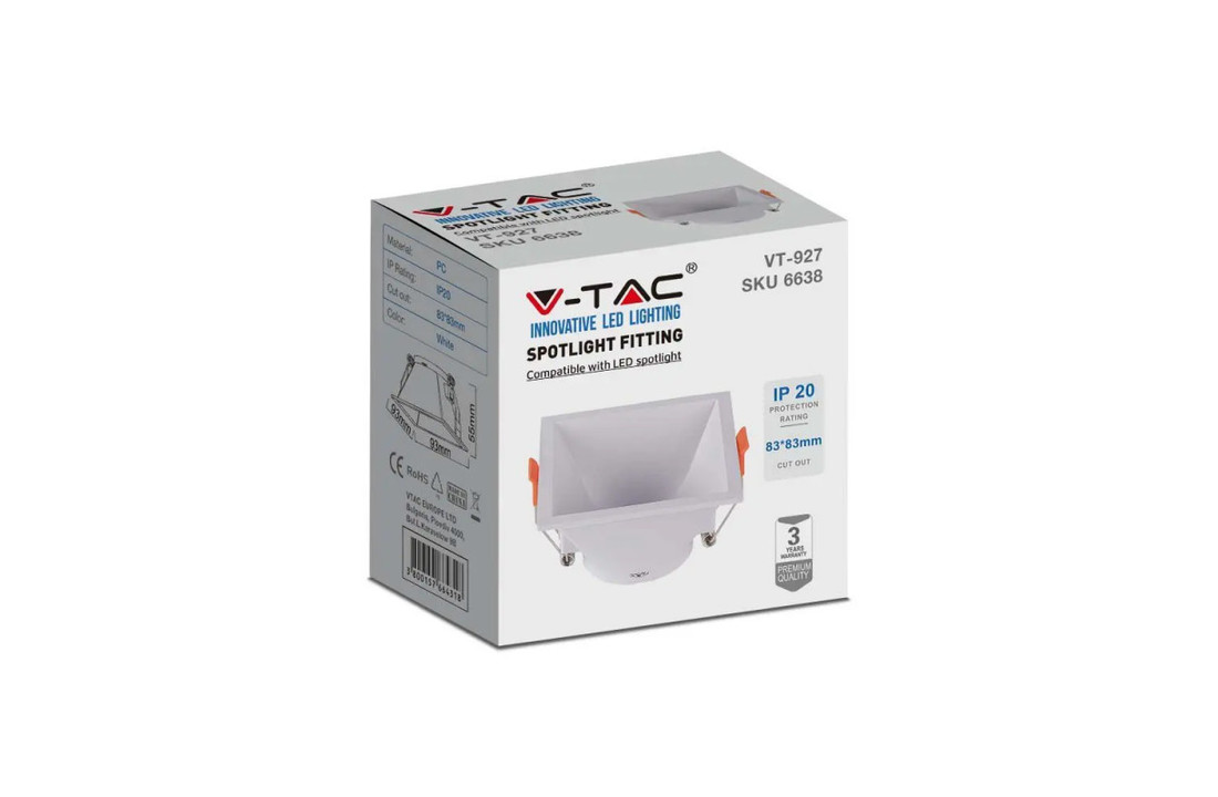 York IP20 GU10 armatuur - Mat Wit - Verdiept - Vierkant