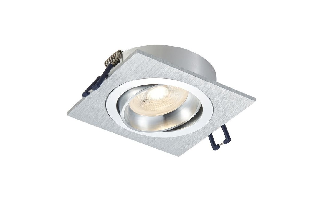 Platte Inbouwspot Ceres - Vierkant - Dimbaar - Geborsteld Aluminium
