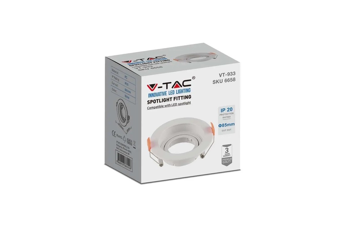 Sheffield IP20 GU10 Armatuur - Mat wit - Verdiept - Rond