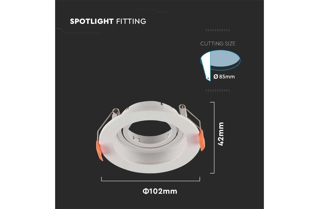 Sheffield IP20 GU10 Armatuur - Mat wit - Verdiept - Rond