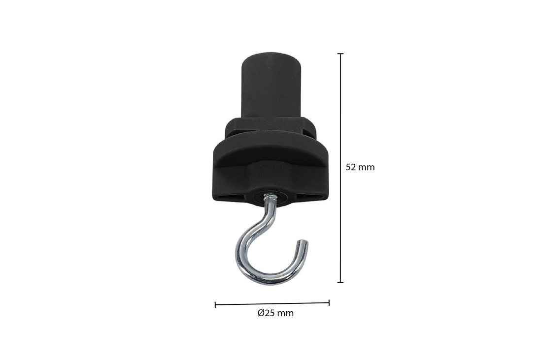 3-FASE ADAPTER MET HAAK - ZWART - 3-FASE RAILSYSTEMEN