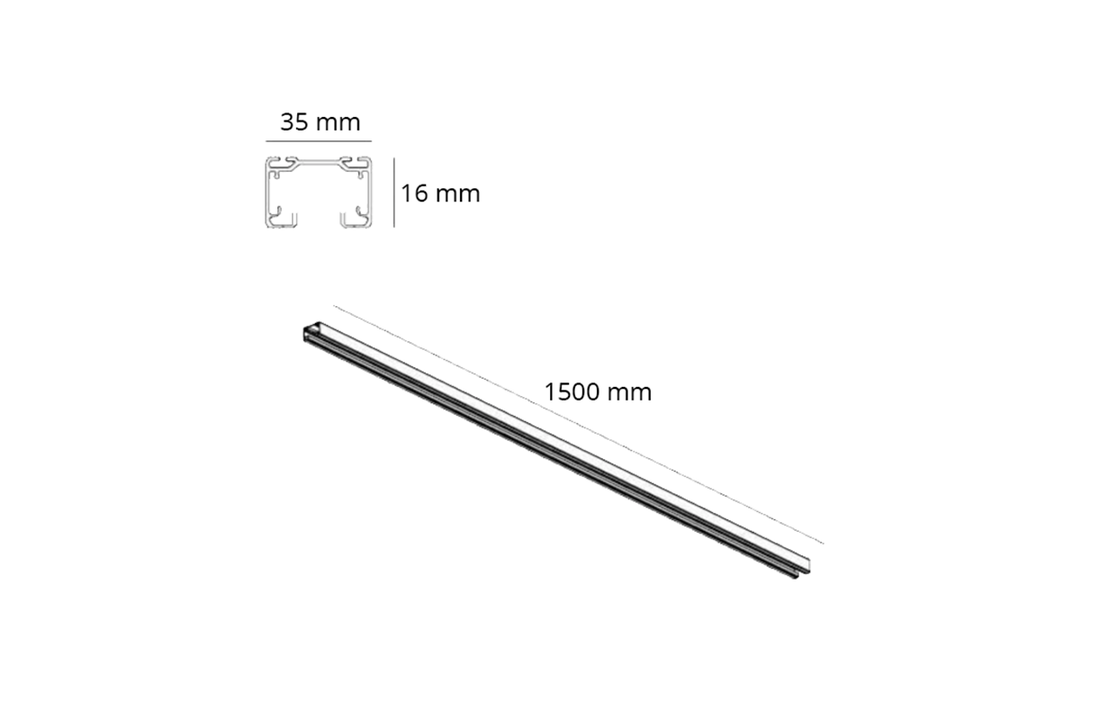 1-FASE RAIL 150CM - Zwart - Railsystemen