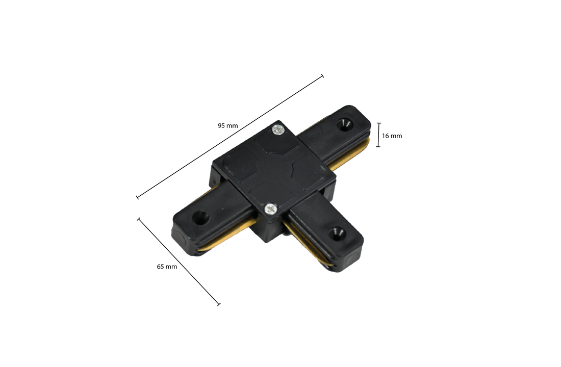 1-FASE RAIL T-VORM CONNECTOR - ZWART